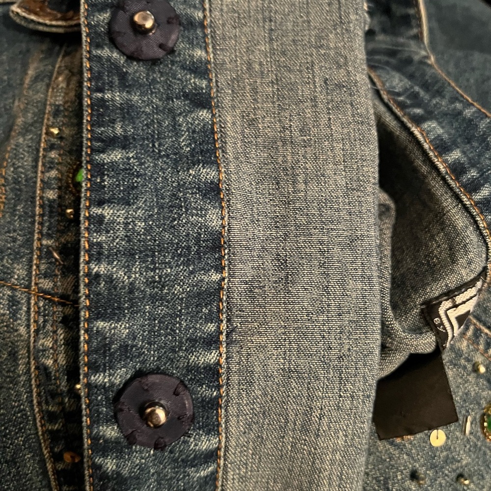 Berek 2 by Takako Sakon Art to Wear Denim Jacket w Jewels rhinestones & Sequins - Picture 9 of 9